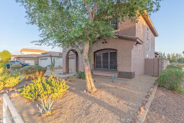 view of front of house with a garage