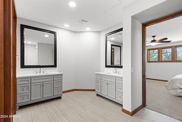 bathroom with vanity and ceiling fan