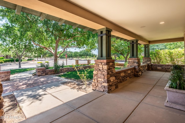 view of patio featuring a porch