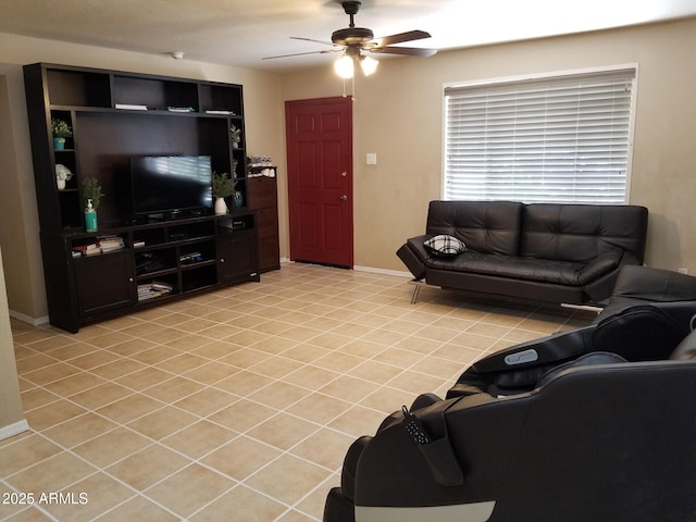 6011 N 33rd Ave, Phoenix, AZ 85017 - living area featuring a ceiling fan, baseboards, and light tile patterned flooring