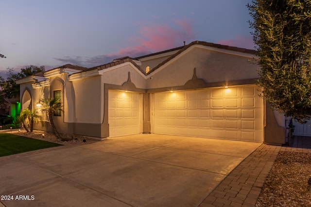 view of front of house with a garage