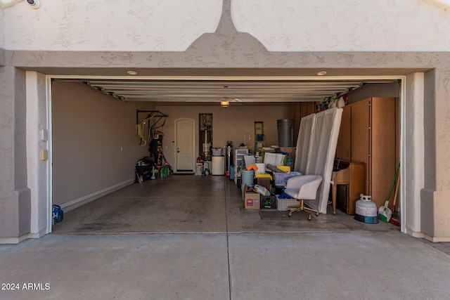 garage featuring gas water heater