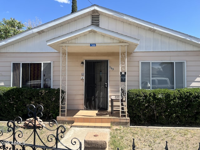 view of front of property featuring board and batten siding