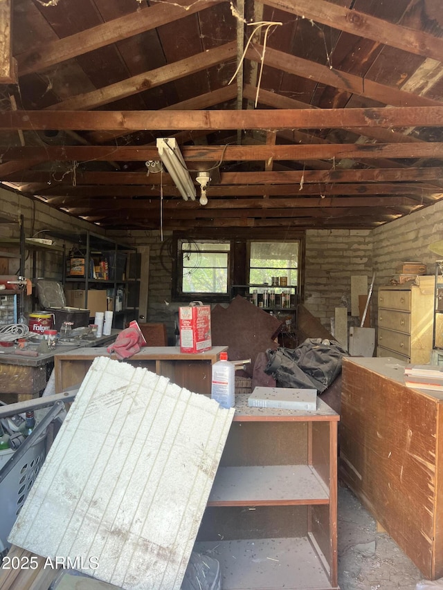 miscellaneous room featuring vaulted ceiling