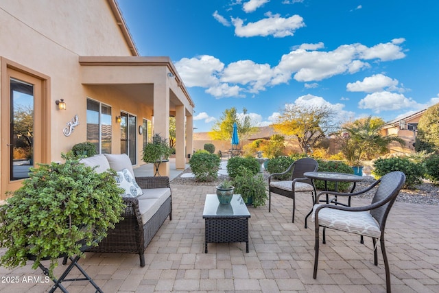 view of patio featuring an outdoor living space