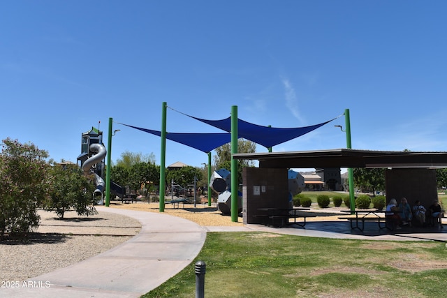 view of community featuring playground community