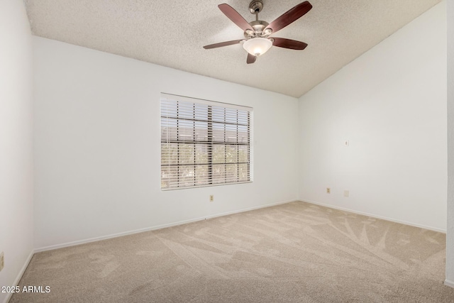 4901 E Kelton Ln Unit 1251, Scottsdale, AZ 85254 - spare room featuring carpet floors, a textured ceiling, ceiling fan, and lofted ceiling