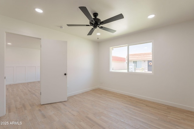 5132 N 83rd St, Scottsdale, AZ 85250 - empty room with light wood-type flooring, ceiling fan, recessed lighting, and baseboards