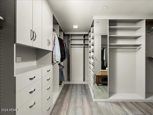 spacious closet featuring hardwood / wood-style flooring