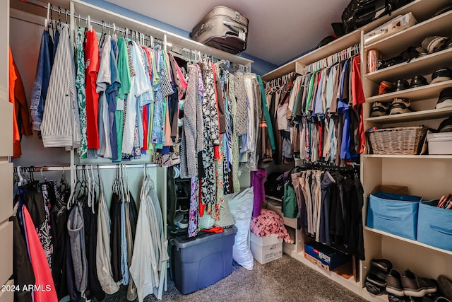 spacious closet featuring carpet floors