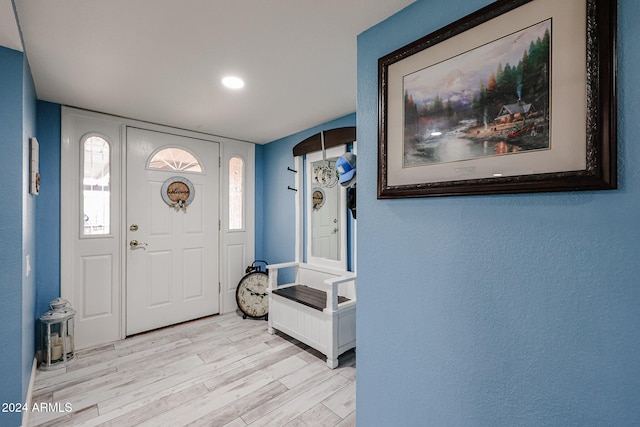 foyer with light hardwood / wood-style flooring