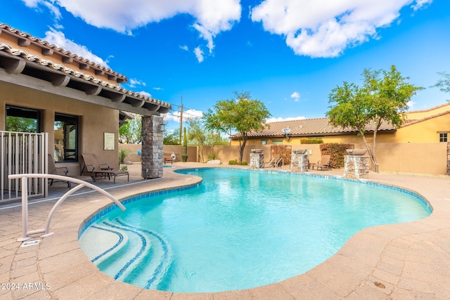 view of pool with a patio area