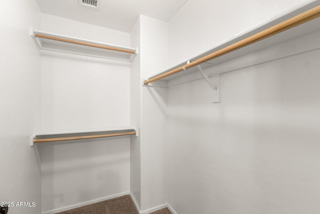 walk in closet featuring carpet flooring