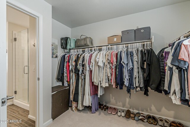 spacious closet with wood finished floors