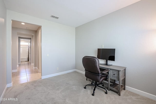 office space featuring light tile patterned flooring