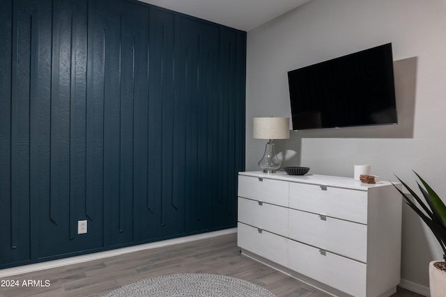 bedroom with light wood-type flooring