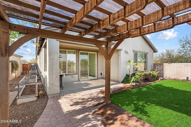 view of patio / terrace featuring a pergola