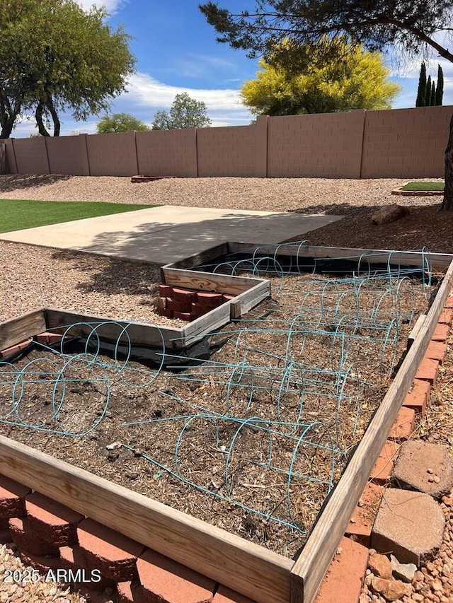 3876 Camino Del Vara, Sierra Vista, AZ 85650 - fenced backyard featuring a vegetable garden
