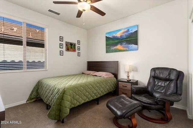 bedroom with carpet flooring and ceiling fan