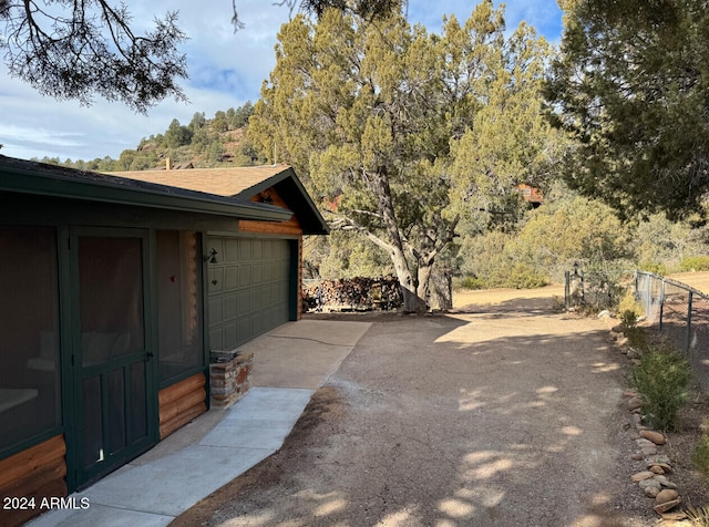 view of garage