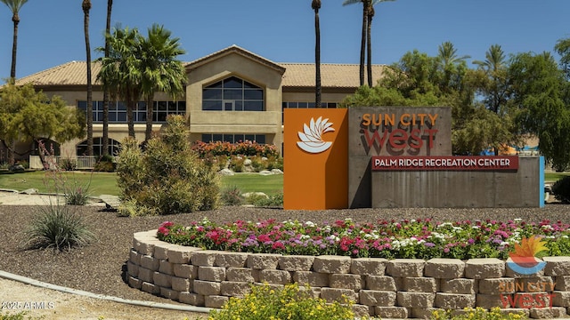 view of community sign