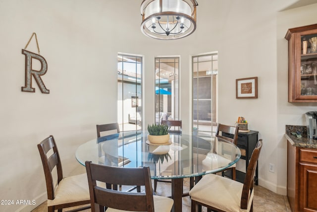 dining room with an inviting chandelier