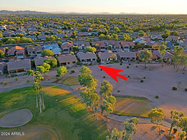 view of aerial view at dusk