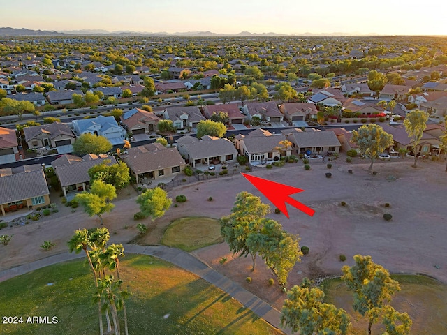 view of aerial view at dusk