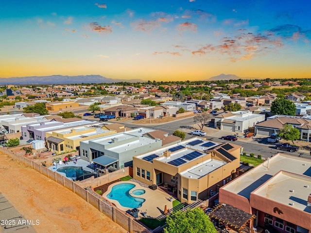 bird's eye view with a mountain view and a residential view
