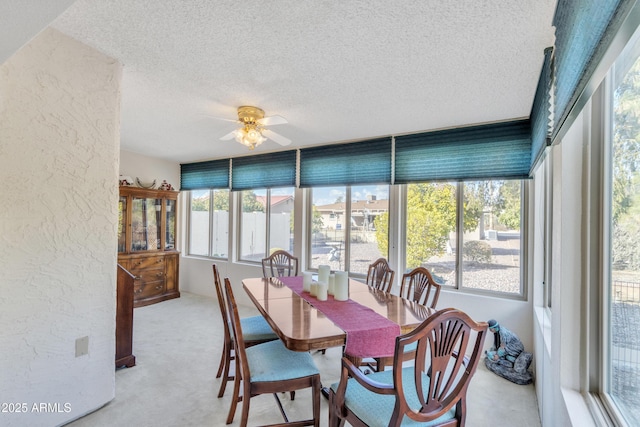 sunroom featuring ceiling fan