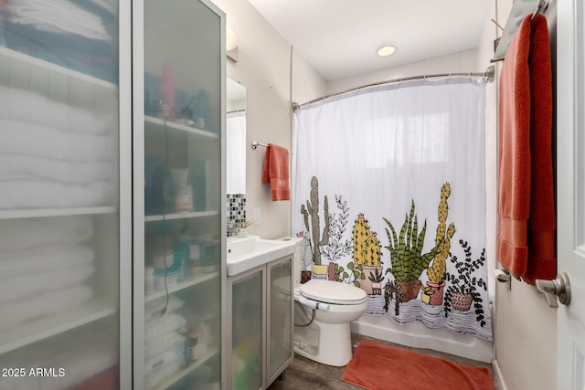 4832 E Cambridge Ave, Phoenix, AZ 85008 - full bathroom featuring toilet, vanity, and wood finished floors