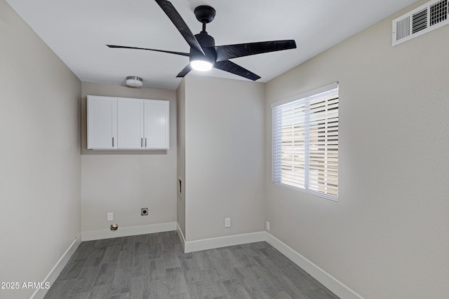 4165 E Huntington Dr, Phoenix, AZ 85040 - interior space featuring visible vents, light wood-type flooring, baseboards, and ceiling fan