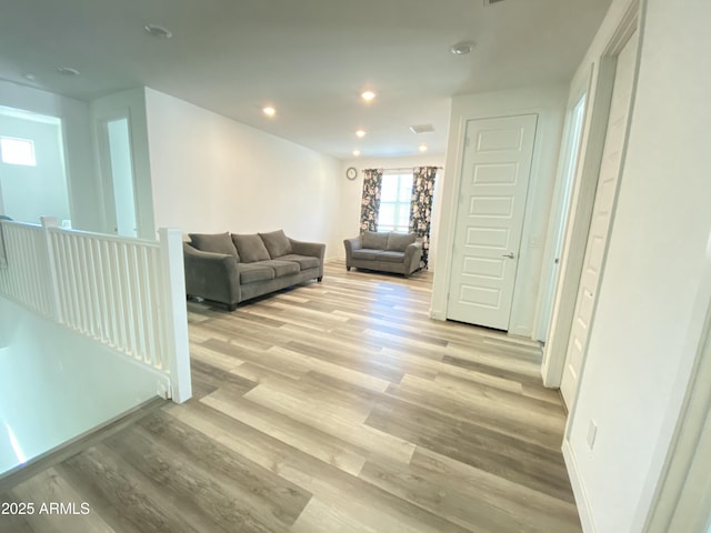 living room with light wood-type flooring