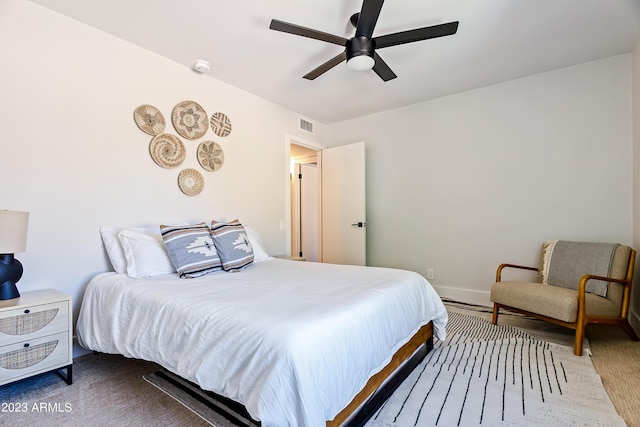 bedroom featuring ceiling fan