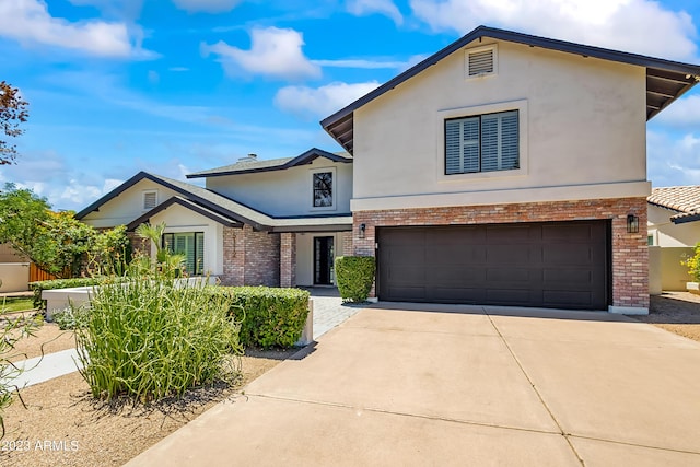 view of front of house with a garage