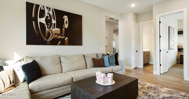 living room featuring light hardwood / wood-style floors