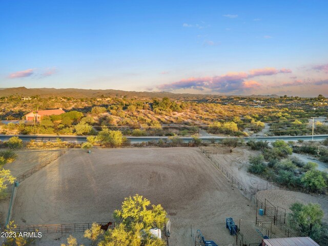 view of aerial view at dusk