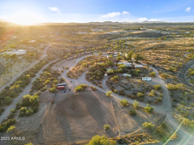 drone / aerial view featuring a mountain view