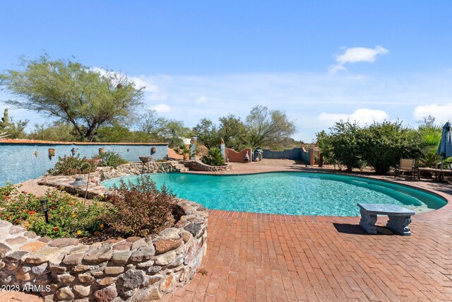 view of pool featuring a patio area