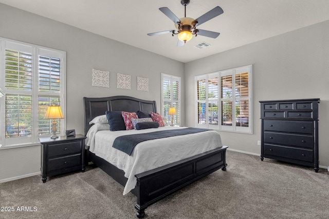 10359 E Los Lagos Vista Ave, Mesa, AZ 85209 - bedroom with carpet flooring, baseboards, and ceiling fan