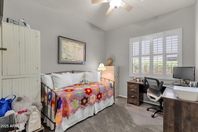 10359 E Los Lagos Vista Ave, Mesa, AZ 85209 - bedroom with carpet floors, an office area, ceiling fan, and baseboards
