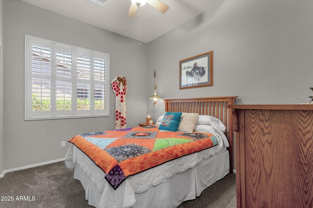 10359 E Los Lagos Vista Ave, Mesa, AZ 85209 - bedroom featuring carpet, baseboards, and a ceiling fan