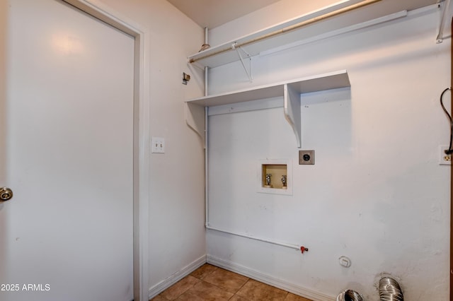 laundry room featuring hookup for a gas dryer, hookup for a washing machine, hookup for an electric dryer, and light tile patterned floors