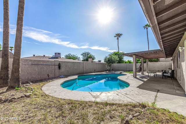 view of swimming pool with a patio