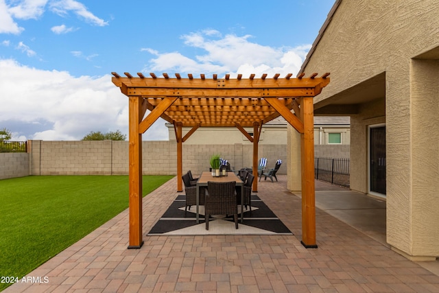 view of patio / terrace featuring a pergola