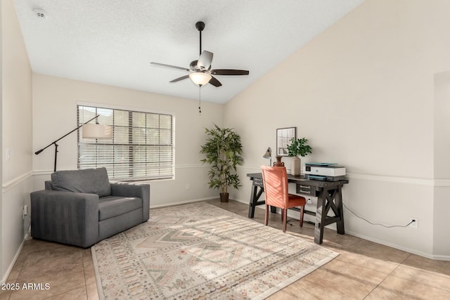 15621 S 37th Way, Phoenix, AZ 85048 - office space featuring vaulted ceiling, baseboards, tile patterned flooring, and ceiling fan