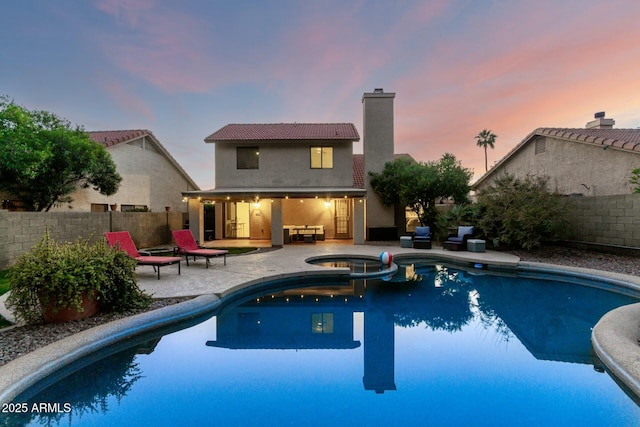 15621 S 37th Way, Phoenix, AZ 85048 - view of pool with a fenced backyard, a patio area, and a pool with connected hot tub