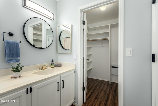 15621 S 37th Way, Phoenix, AZ 85048 - bathroom featuring wood finished floors, vanity, and a walk in closet