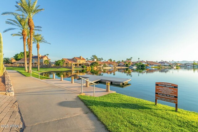 15621 S 37th Way, Phoenix, AZ 85048 - dock area with a lawn, a water view, and a residential view