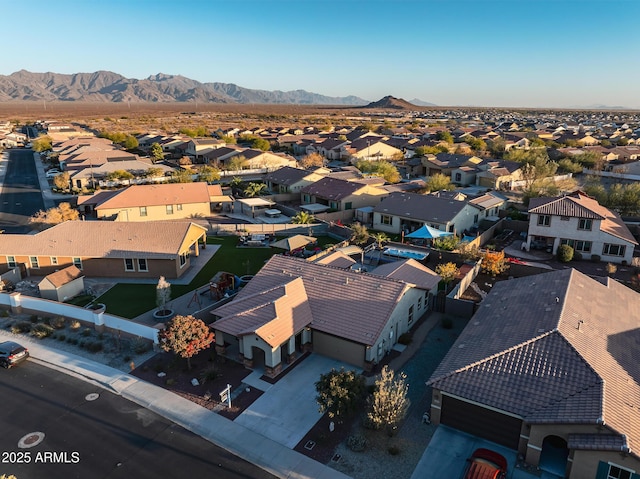 drone / aerial view with a mountain view